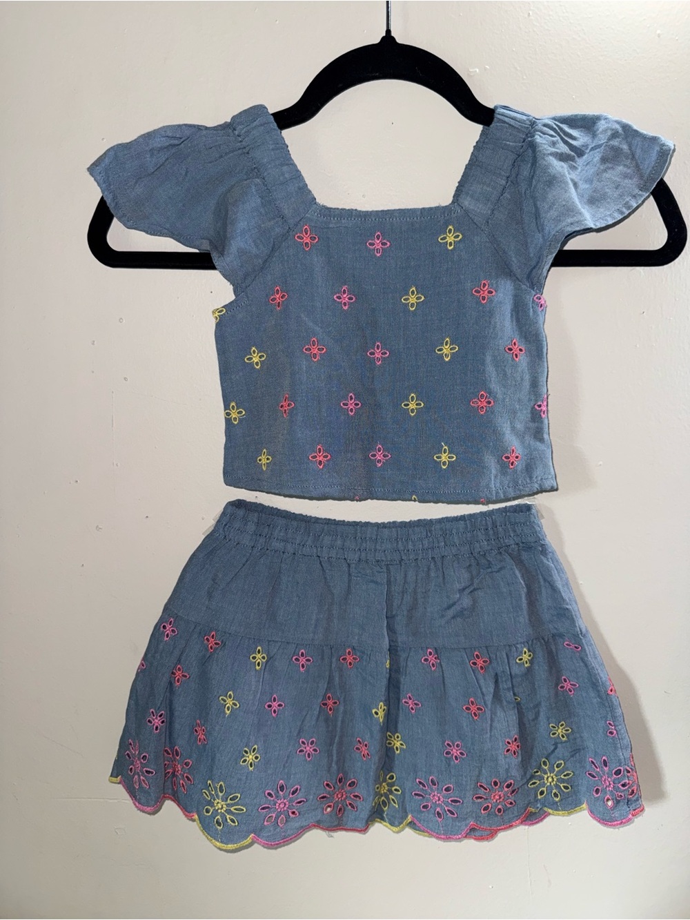 Old Navy Blue Embroidered Two-Piece Skirt Set